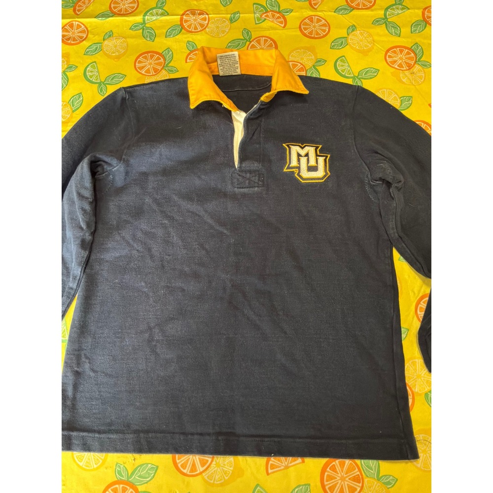 Barbarian Rugby Shirt Ladies Large Navy Blue MU Marquette University Long Sleeve